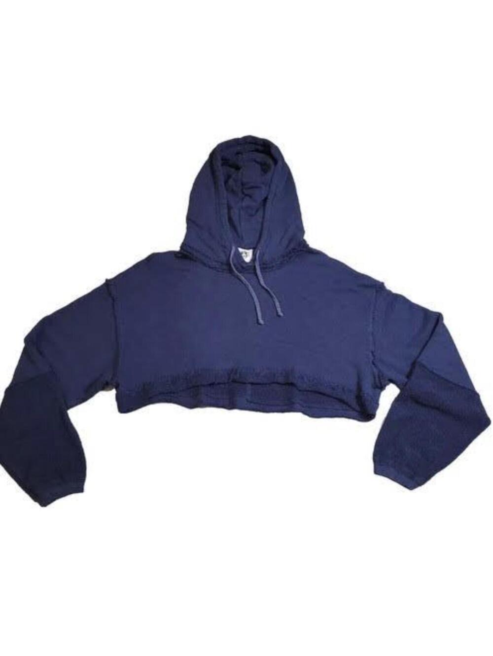 We the Free Navy Blue Cropped Hoodie Sweatshirt Jennie Extreme Crop Top Medium